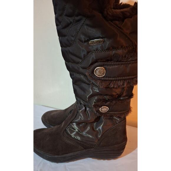 Pajar Women's Side Zip Wedge Heel Faux Fur Lined Boots Brown Suede/Nylon Size 40 - Picture 5 of 7